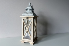 Deko Laterne aus Holz, Metall und Glas (16x16x48cm)